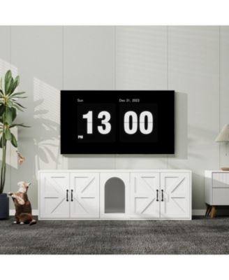 Double Cat Litter Box Enclosure - White