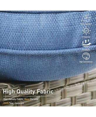 5 Piece Outdoor Rattan Patio Furniture Set with 3 Seat Sofa,Swivel Rocking Chairs,Solar Coffee Table,Wicker Sofa Set for Backyard and Porch