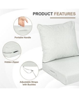 21x21 Inch Outdoor Deep Seat Cushion Set with Adjustable Straps and Waterproof