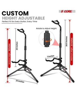 5Core Guitar Stand Pair Floor Folding Holder Soporte Para Guitarra for Acoustic Electric Bass - GSH HD BLK 2PK