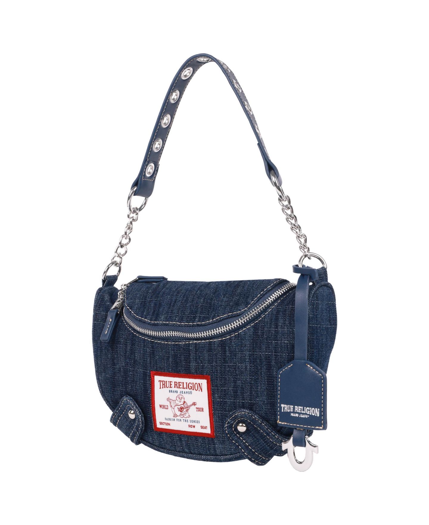 Женская сумка True Religion Chain Handle Denim Hobo, цвет: Синий — фото 4