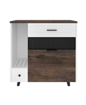 32" Kitchen Cabinet Hidden with 2 Drawers and Door, Cat House End Table