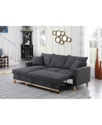 84.25"W Woven Reversible Sleeper Sectional Sofa with Storage Chaise