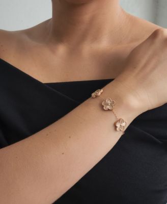 Tarnish Resistant Rose Gold 5 Leaf Clover Station Bracelet