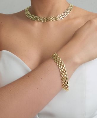 Gold Plated Grid Chain Necklace