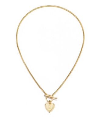 Gold Heart Initial Toggle Necklace