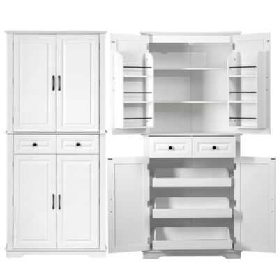 71" Kitchen Pantry Cabinet with Pull-Out Organizers, 6 Door Shelves & Drawers