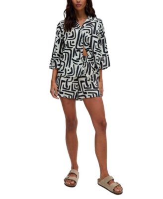 Women's Nicola Paperbag Waist Warhol Print Shorts