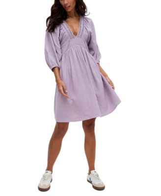 Women's Soipoi Ruched V-Neck Midi Dress