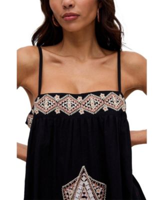 Women's Sapphire Spaghetti Strap Embroidered Maxi Dress