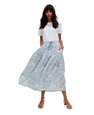 Women's Bonnie Shirred Waist Warhol Print Midi Skirt