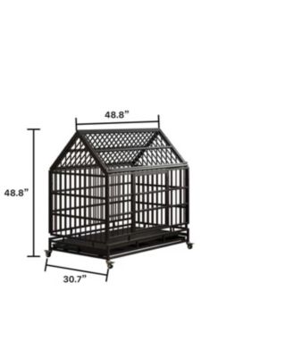 Heavy Duty Folding Dog Crate with Wheels & Tray