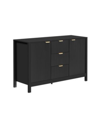 Wave Design Sideboard - Adjustable Shelves Drawers Soft-Close Doors