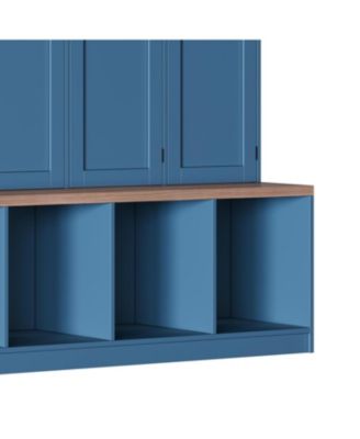 Farmhouse Hall Tree Bench with Hidden Hooks & Shoe Cabinet