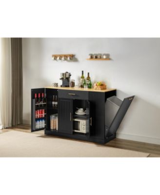 53"W Drawers, Spice Rack, Tilt-Out Trash Bin, Adjustable Shelves Kitchen Island