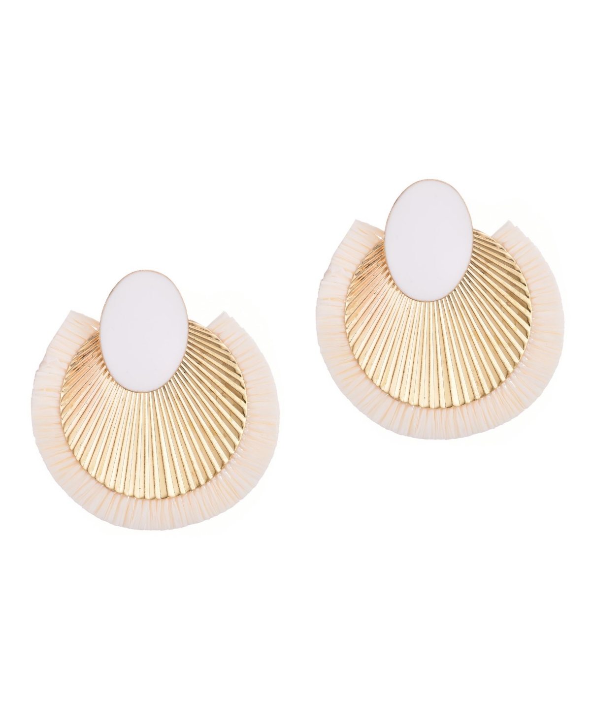 Gold Statement Mixed Material Darla Earrings - White
