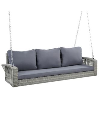 69" Wicker Porch Swing with Cushions & Chains