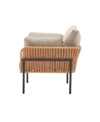 Rope & Wood Lounge Chair with Cushions