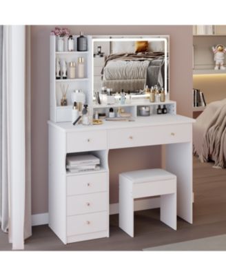 41" LED Vanity Table with Stool & Large Storage