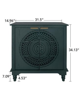 CASAINC Hollow-Carved 2 Door Accent Cabinet Sideboard Buffet Storage Cabinet with Adjustable Shelf