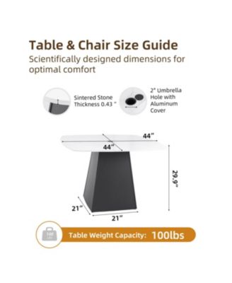 44" Marble-Look Outdoor Dining Table