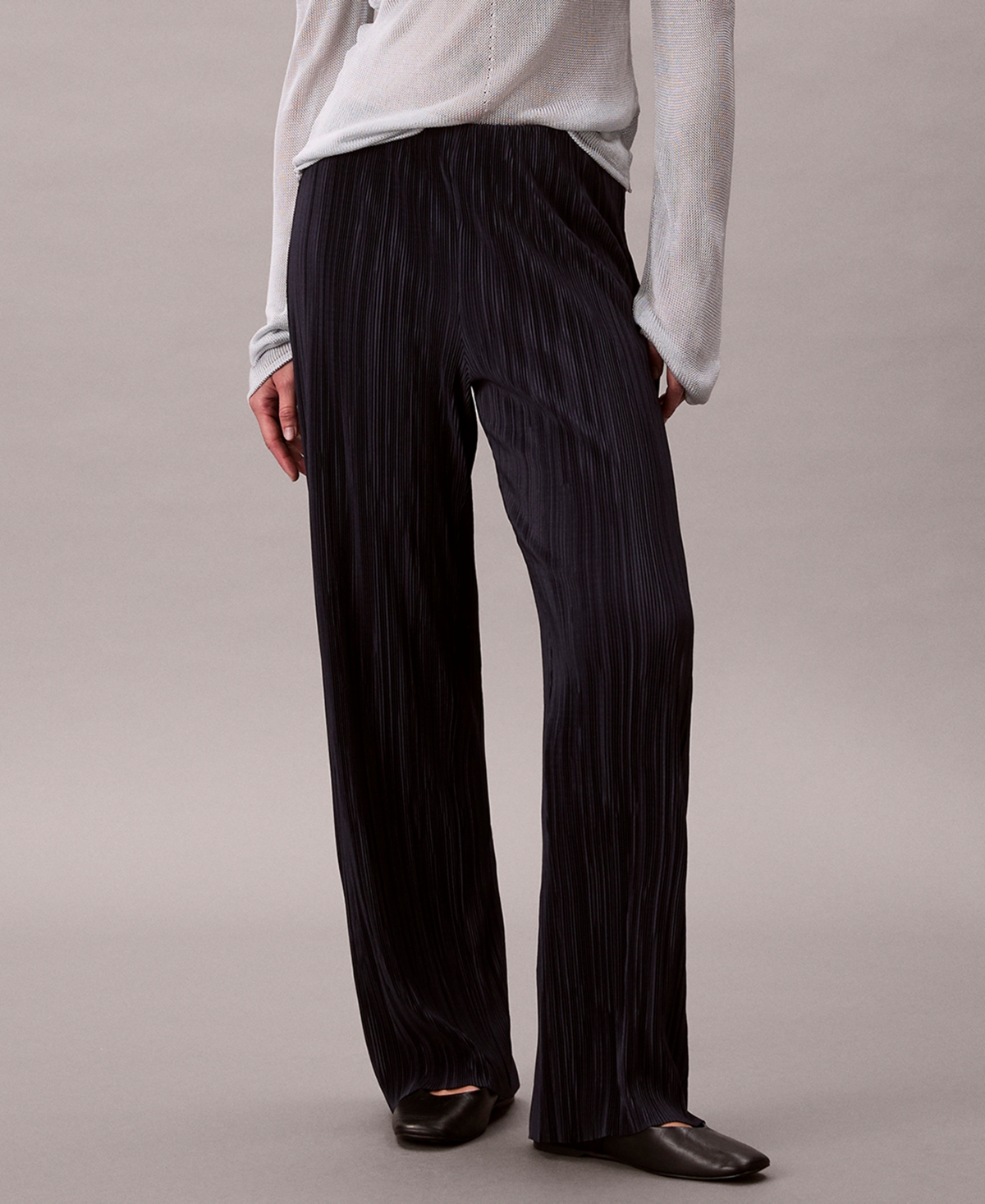 Women's Plisse Pull-On Wide-Leg Pants - Sky Captain