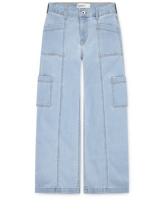 Girls High Rise Wide Leg Utility Jeans