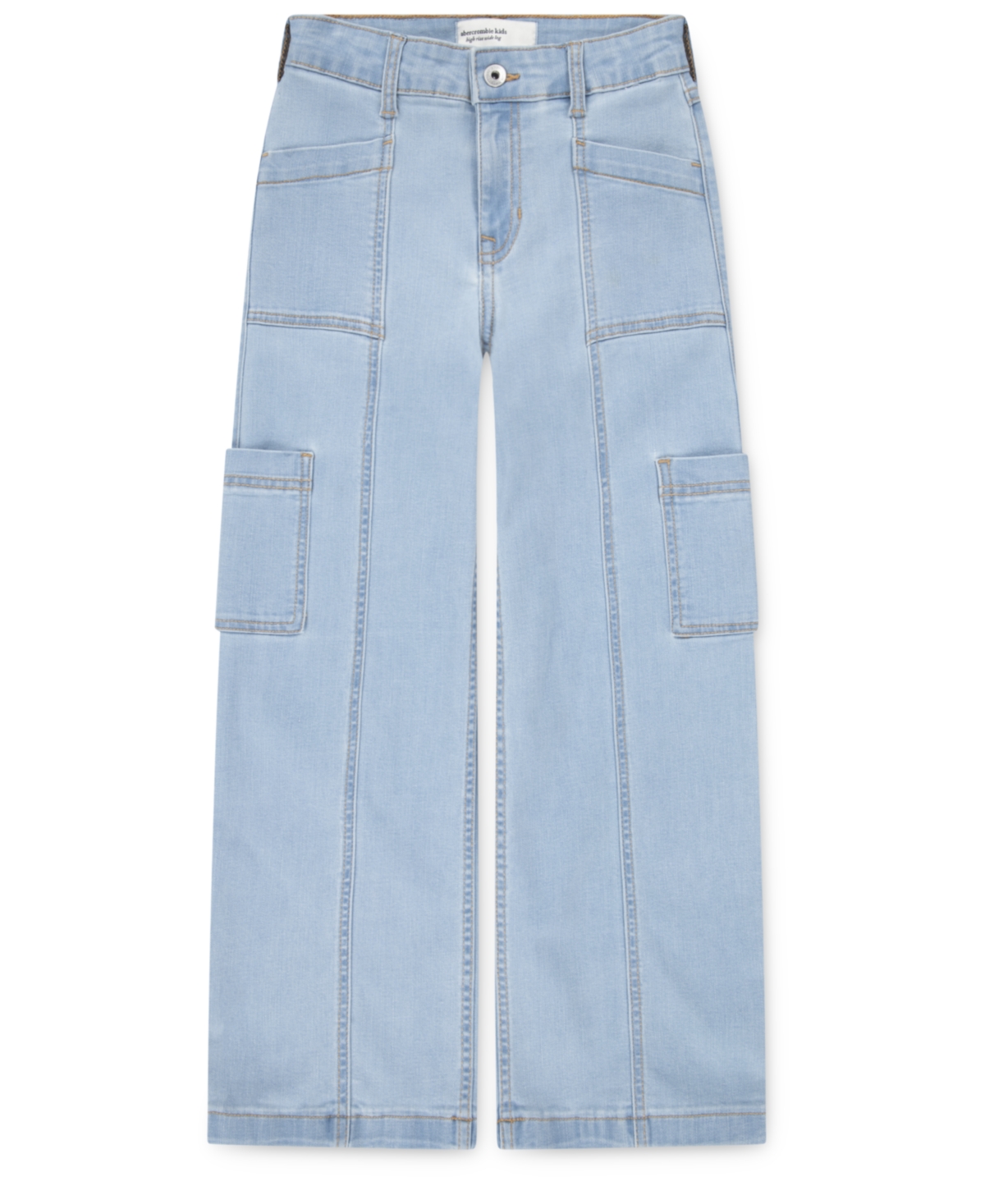 Abercrombie Girls High Rise Wide Leg Utility Jeans In Blue