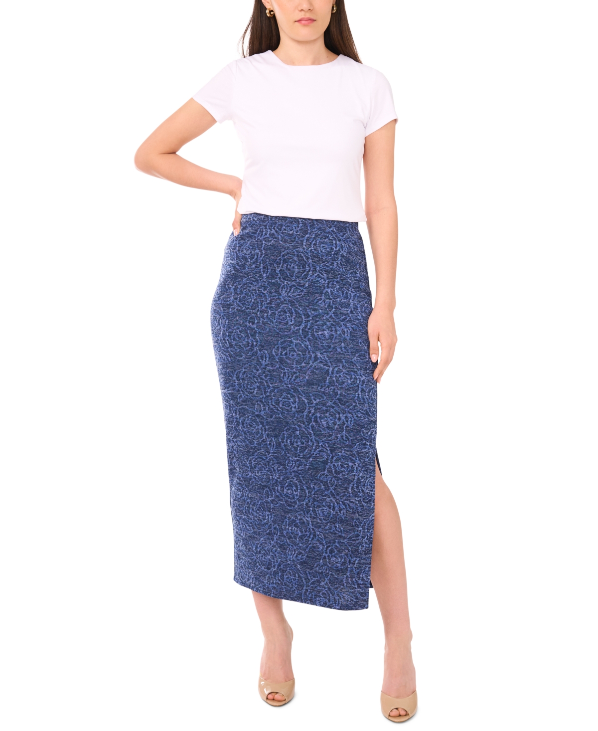 Women's Side-Slit Knit Skirt - Deep Sky
