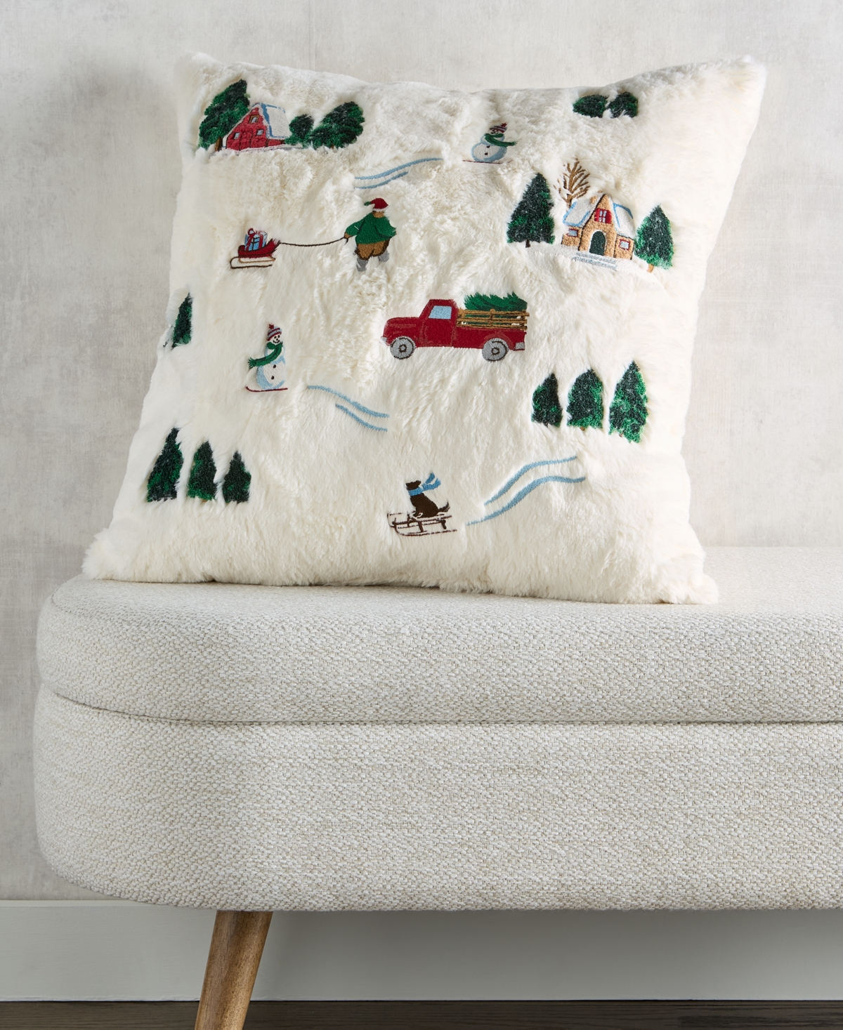 Holiday Lane Snow Village Decorative Pillow, 20" X 20", Exclusively For Macy's In White
