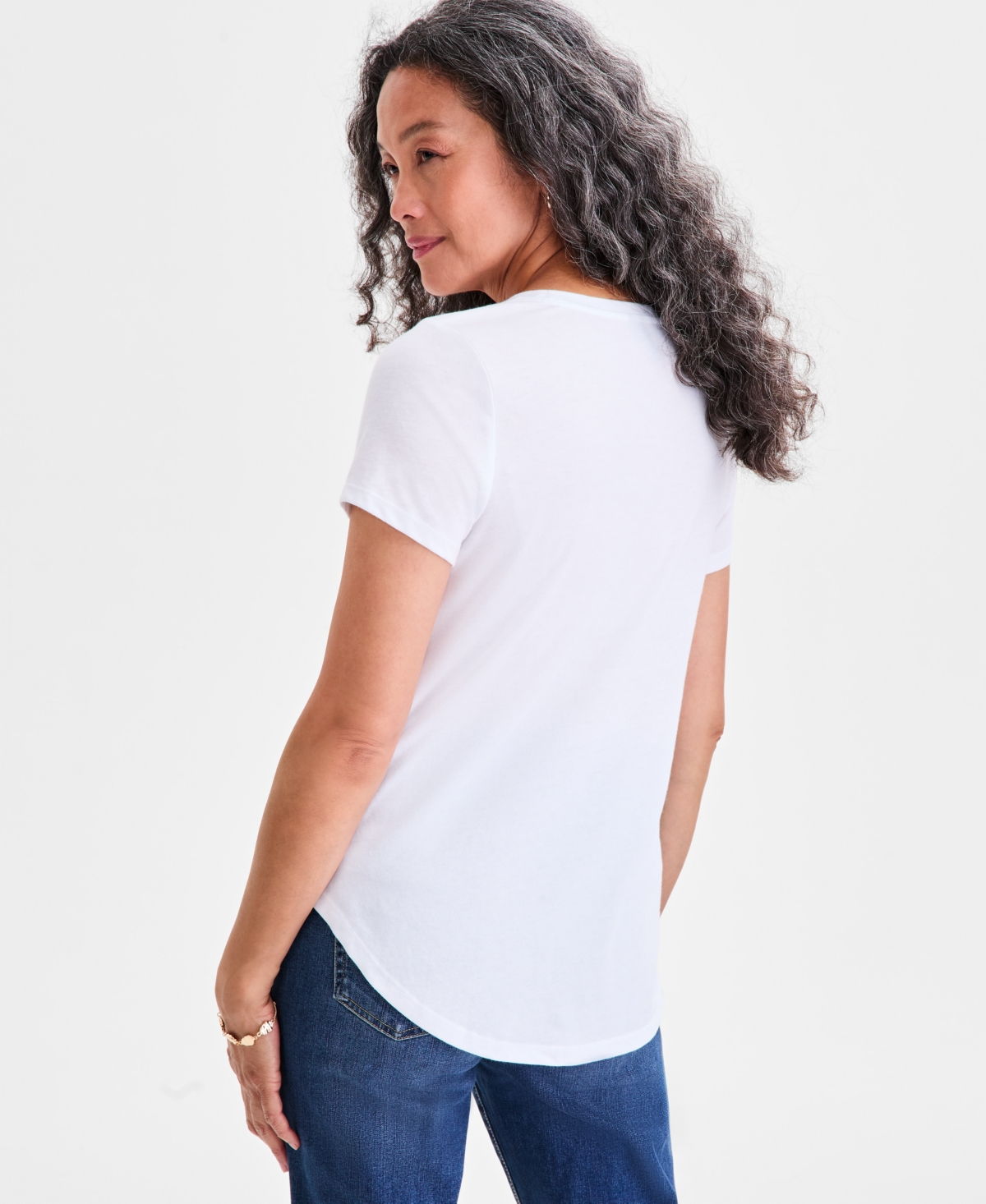 Style & Co Women's Graphic Crewneck Short-sleeve T-shirt, Macy's Exclusive In White