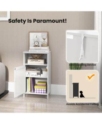 Bathroom Freestanding  Adjustable Shelf Floor Storage Cabinet