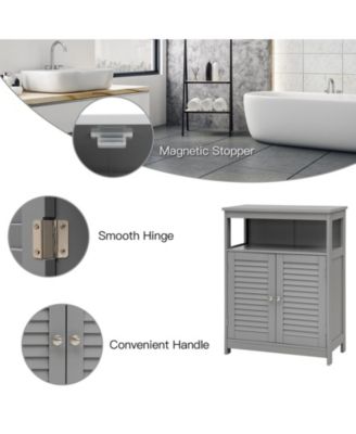 Wood Freestanding Bathroom Storage Cabinet with Double Shutter Door