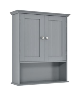 Wall Mount Bathroom Cabinet Storage Organizer with Doors and Shelves