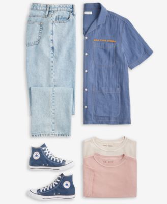 Men's Camp Joss Regular-Fit Embroidered Button-Down Shirt, Inside Out Regular-Fit T-Shirt & Mousse Baggy Jeans, Macy's Exclusive