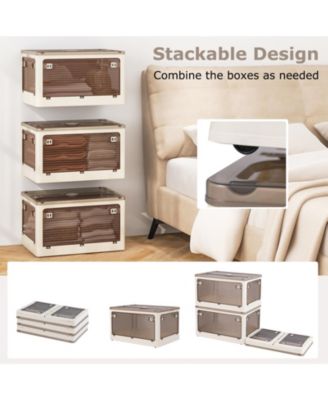 3-Pack Stackable Storage Bins with Lids with 5 Opening Ways