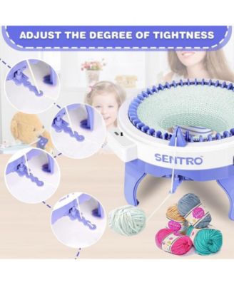 48-Needle Knitting Machine - Blue | Auto Knit Scarf, Hat, Sweater | Easy for Beginners, Includes Tools & Guide