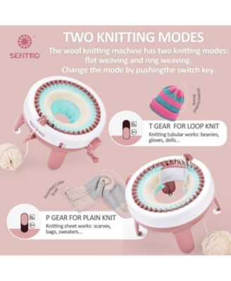 40-Needle Knitting Machine - Pink | Make Scarves, Hats, Socks Fast | Includes Flat/Tube Key, Easy for Beginners & Kids