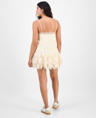 Women's Square-Neck Lace-Tiered Mini Dress, Macy's Exclusive 