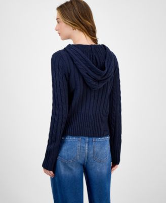 Juniors' Cable-Knit Zippered Hoodie