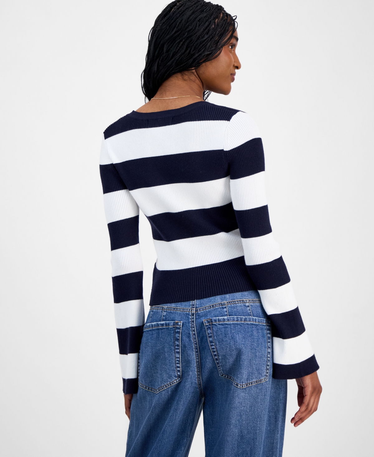 Madden Girl Juniors' Square-neck Sweater In White