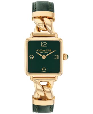 COACH Women's Cass Gold Tone Stainless Steel and Dark Green