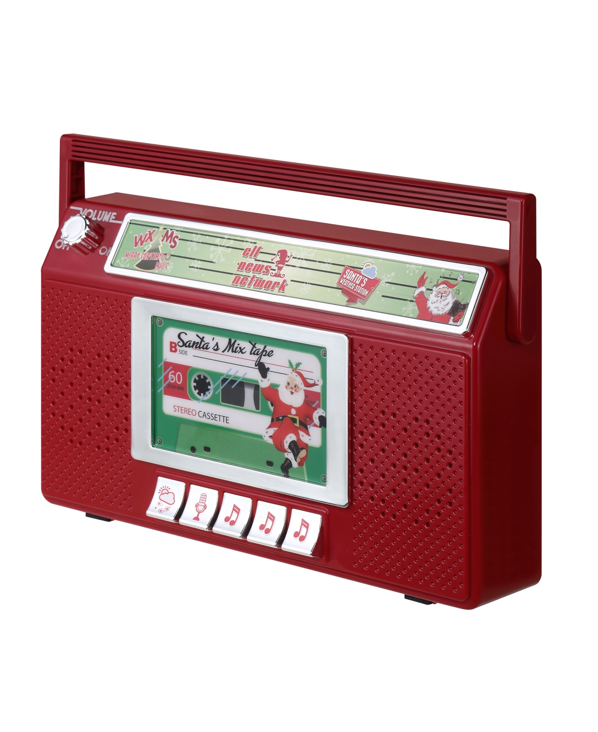 Mr. Christmas 7" Santa's Boom Box Radio In Red