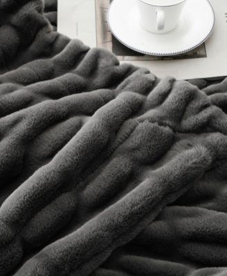 Luxurious Reversible Rabbit Faux Fur Throw, 60" x 80"