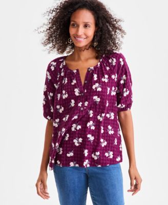 Style & Co - Women's Heathcliff Ditsy Printed Top, Macy's Exclusive