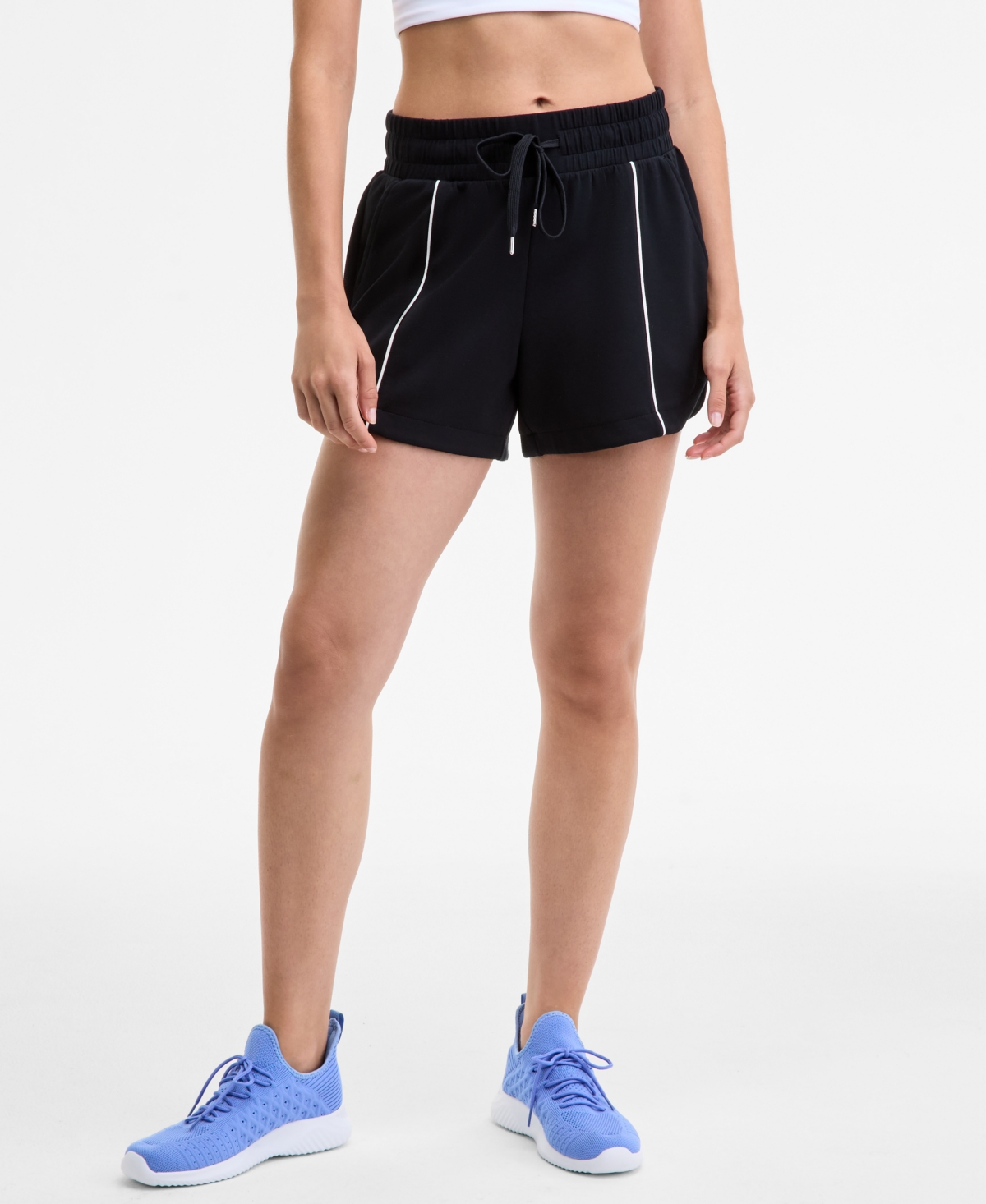 Id Ideology Women's Relaxed High-rise Butter-soft Shorts, Macy's Exclusive In Black