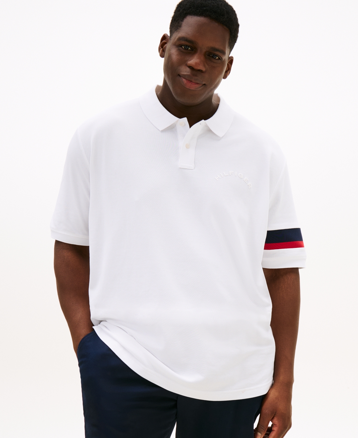 Tommy Hilfiger Men's Big & Tall Short Sleeve Polo Shirt In White