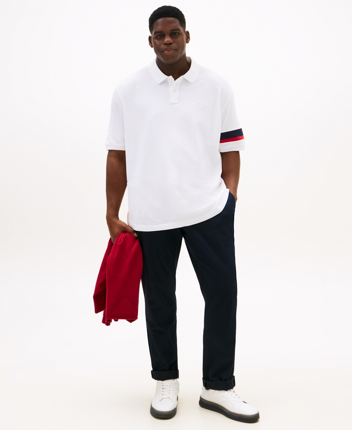 Tommy Hilfiger Men's Big & Tall Short Sleeve Polo Shirt In White