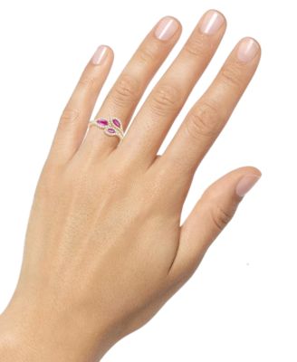 Gemstone (5/8 ct. t.w.) & Diamond (1/3 ct. t.w.) Multi-Stone Ring in 14k Gold