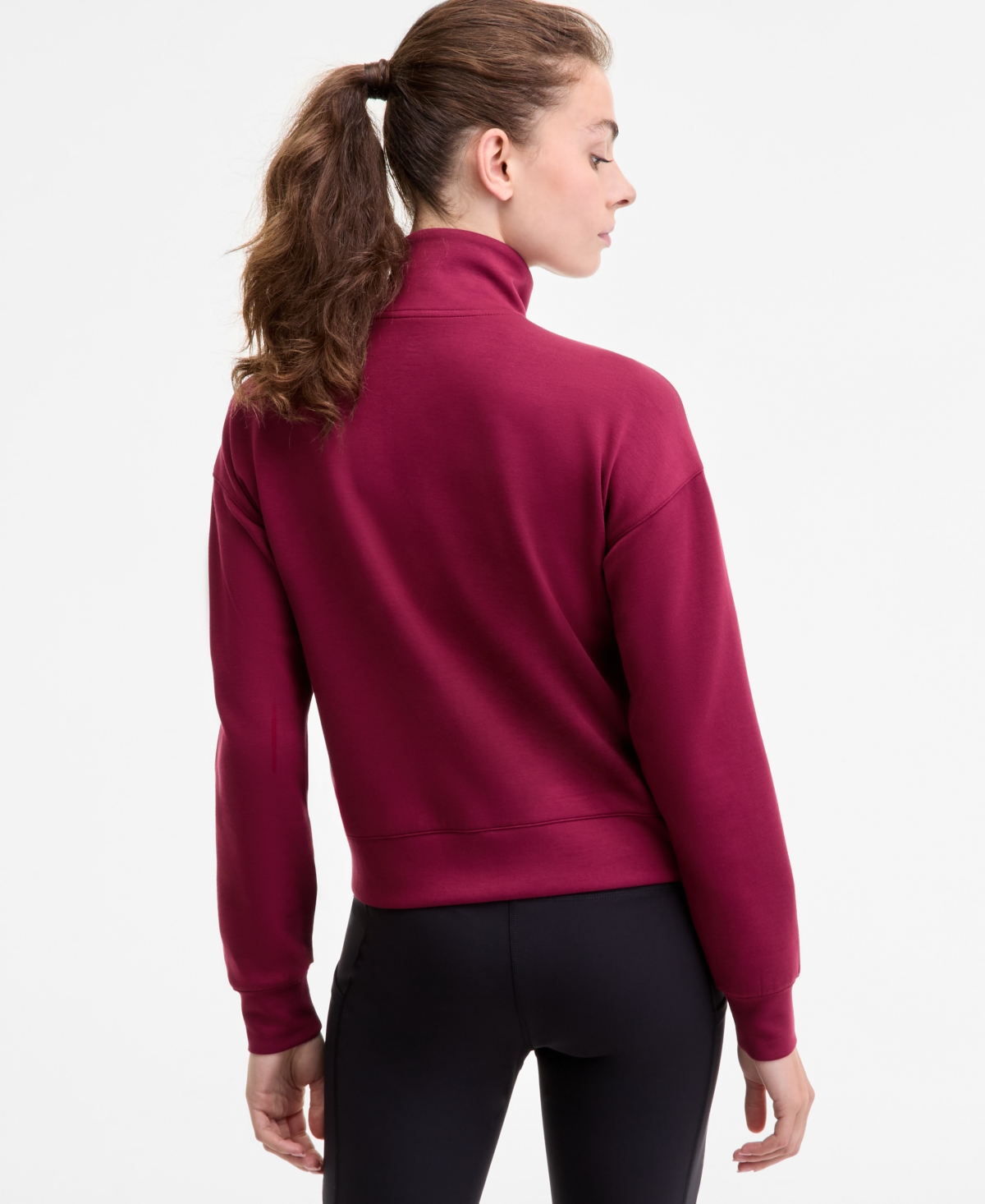 Id Ideology Women's Relaxed Butter Soft Funnel-neck Zip-front Sweater, Macy's Exclusive In Red
